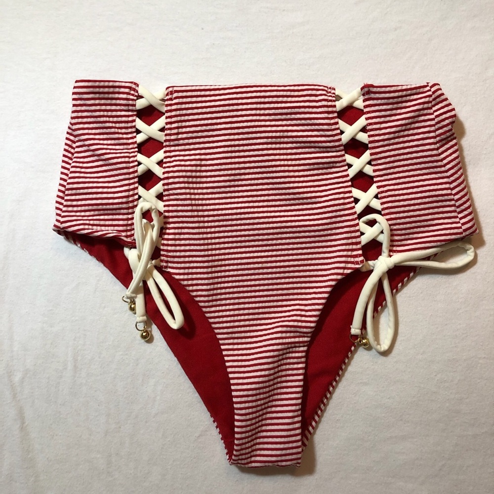 high-waisted striped bottoms